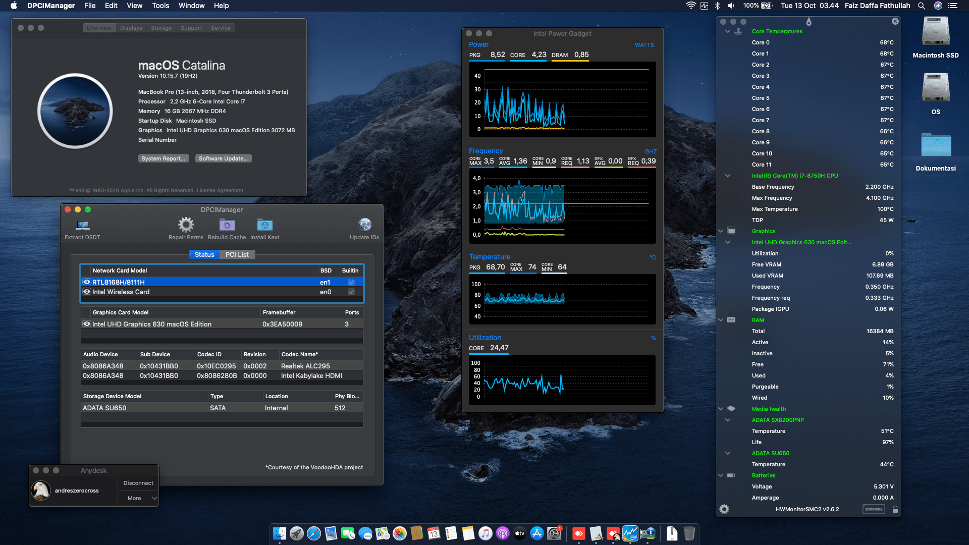Success Hackintosh macOS Catalina 10.15.7 Build 19H2 in Asus ROG GL503GE-EN023T